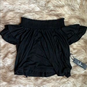 Off the shoulder black blouse!
